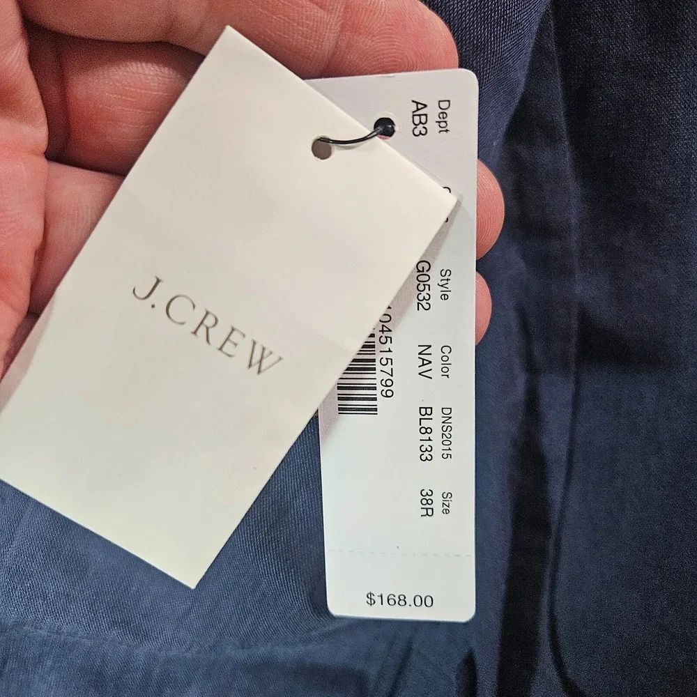 $168 NWT J Crew‎ 38R Blazer Suit Jacket Men Ludlow Cotton Blend Dark Bluish Gray